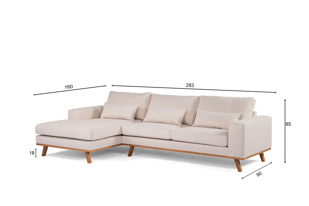 Dakota - Hoekbank Beige Links