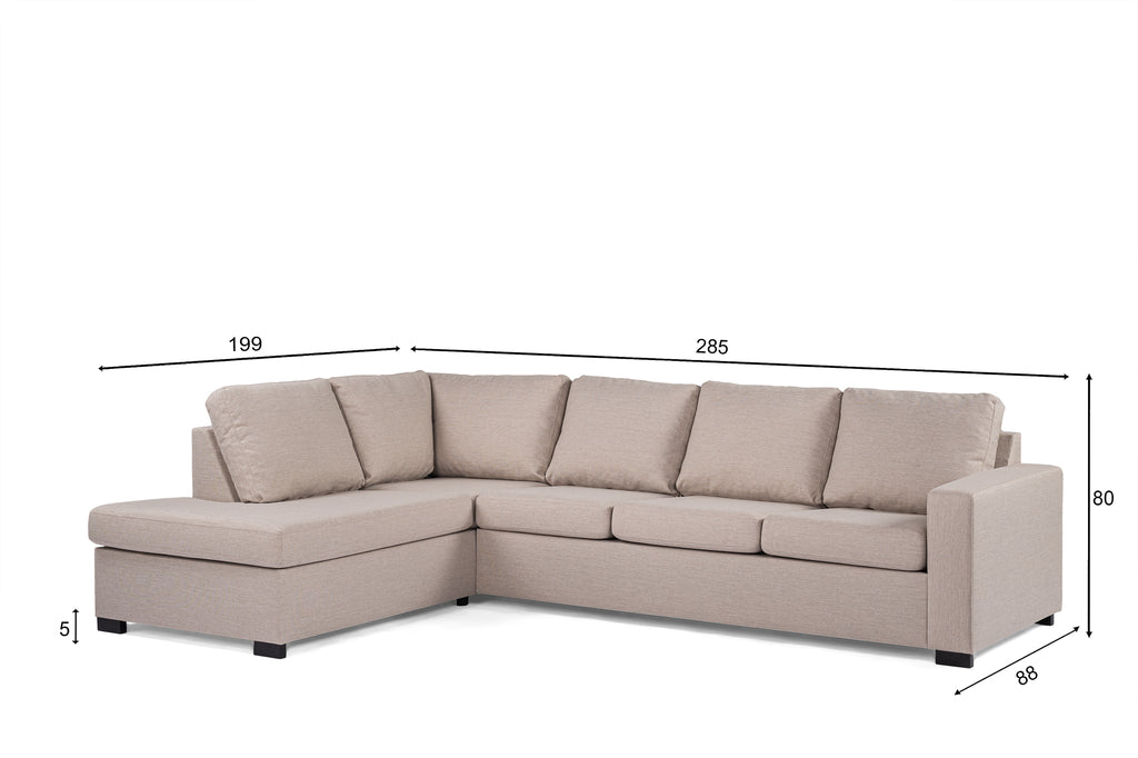 Luna - Hoekbank Beige Links