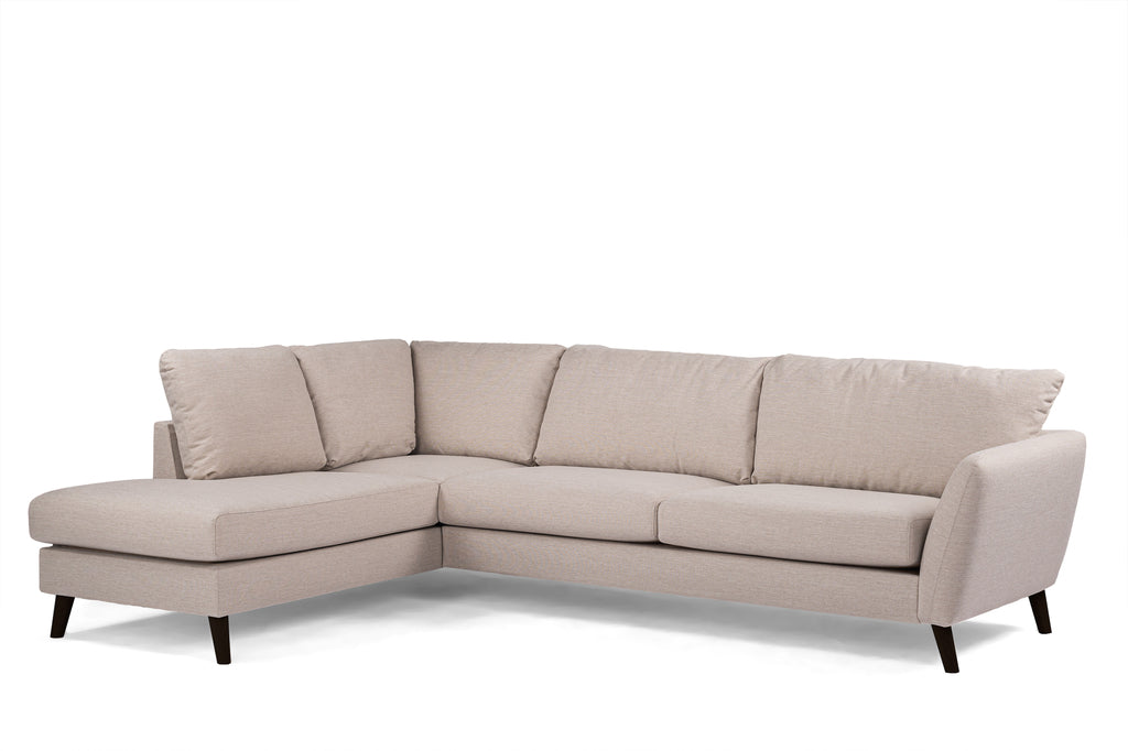 Luna - Hoekbank Beige Links - Zwart Poten