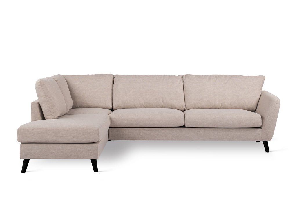 Luna - Hoekbank Beige Links - Zwart Poten