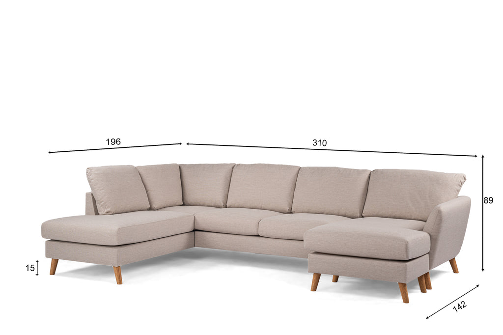 3 seater corner right CL, fabric Inari 22, I460 beige, oak leg