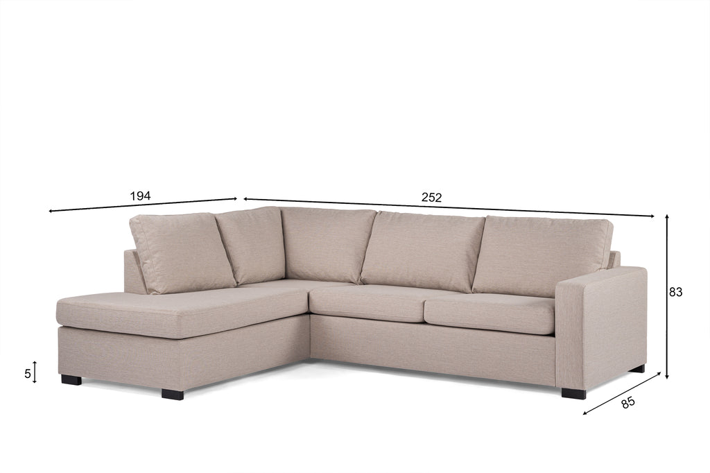 Luna - Hoekbank Beige Rechts