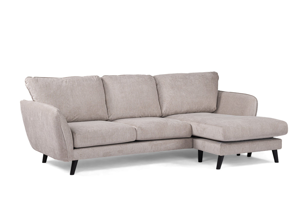 Sienna - Hoekbank Beige Rechts - Zwart poten