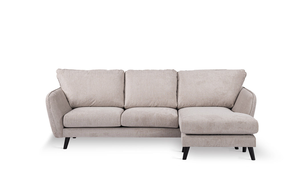 Sienna - Hoekbank Beige Rechts - Zwart poten