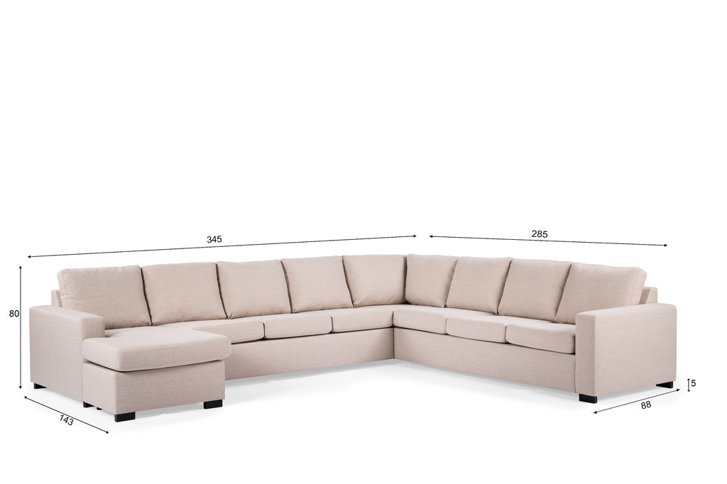 Milan - XL U-BANK Beige Links en Rechts