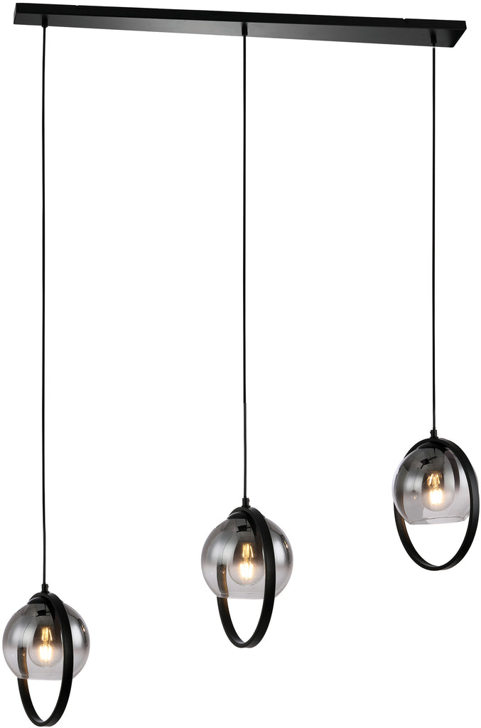Hanglamp, 3-lichts, H340 smoke glas