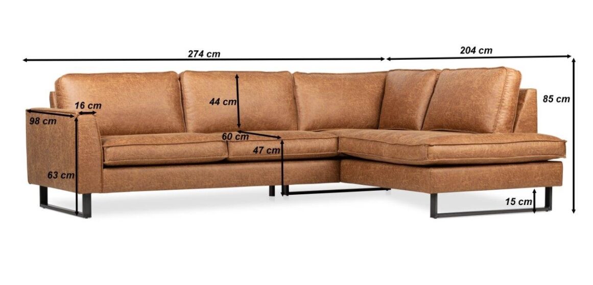 Hoekbank Turijn – Cognac Links/Rechts