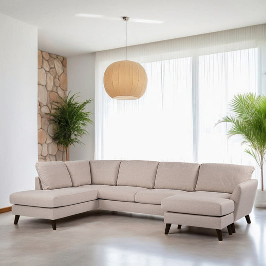 Luna - Hoekbank Beige Links Extra - Zwart Poten