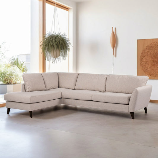 Luna - Hoekbank Beige Links - Zwart Poten