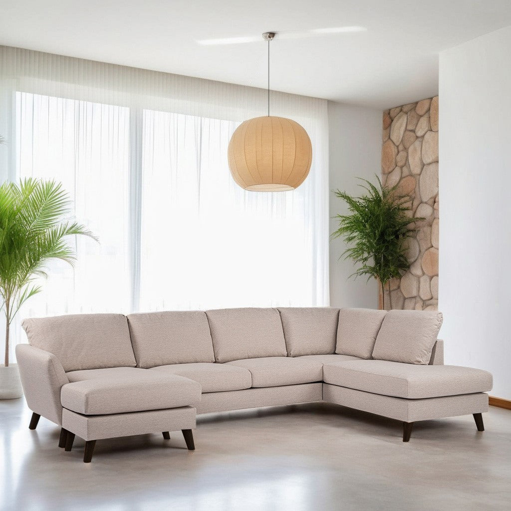 Luna - Hoekbank Beige Rechts(Extra) - Zwart poten