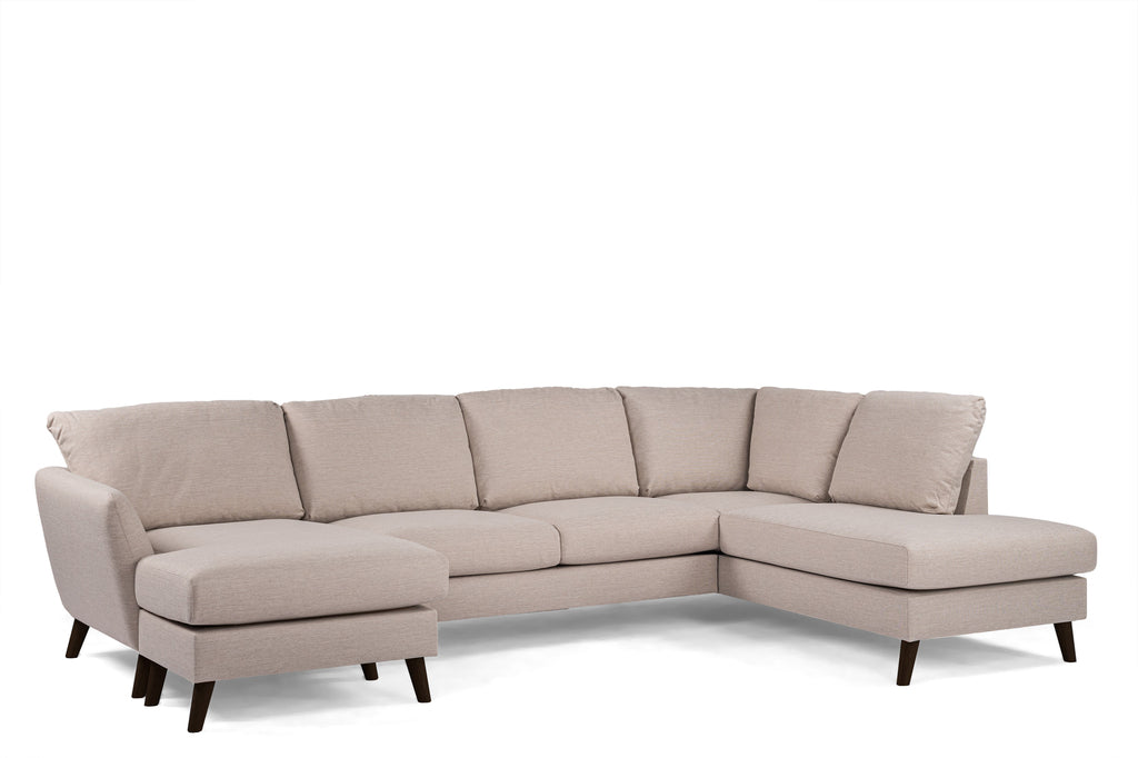 Luna - Hoekbank Beige Rechts(Extra) - Zwart poten