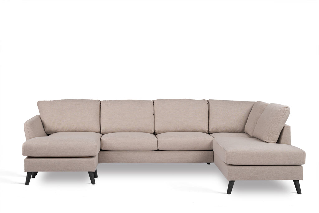Luna - Hoekbank Beige Rechts(Extra) - Zwart poten