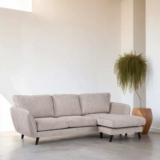 Sienna - Hoekbank Beige Rechts - Zwart poten