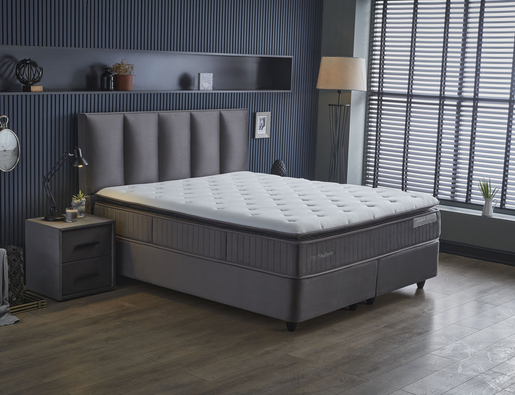 Boxspring Skybedd Birdybedd 140x200 Antraciet - Opbergruimte - Met Luxe Matrass