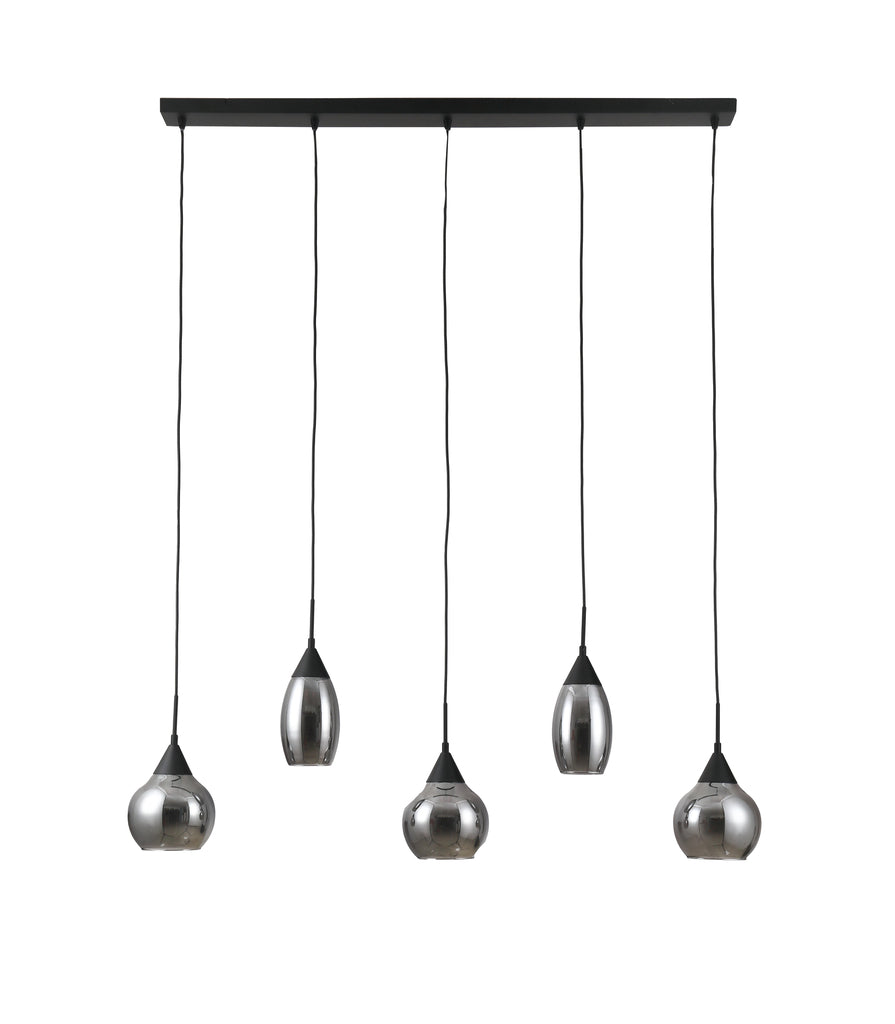 Hanglamp, 5-lichts, H340 smoke glas