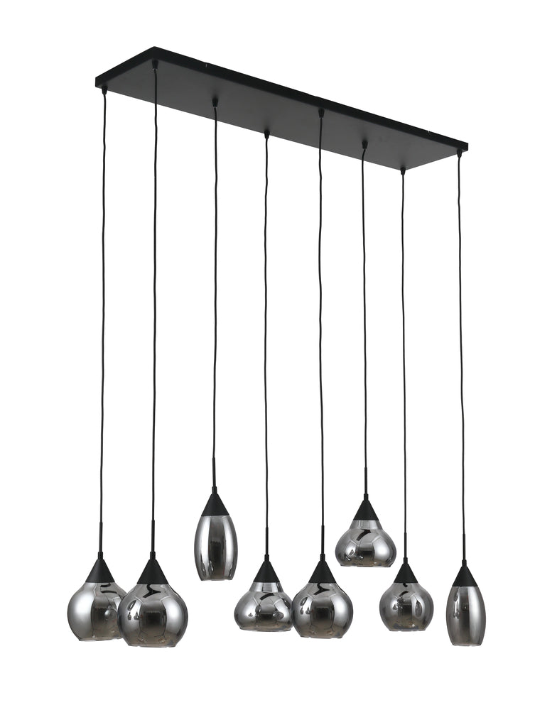 Hanglamp, 8-lichts, H340 smoke glas